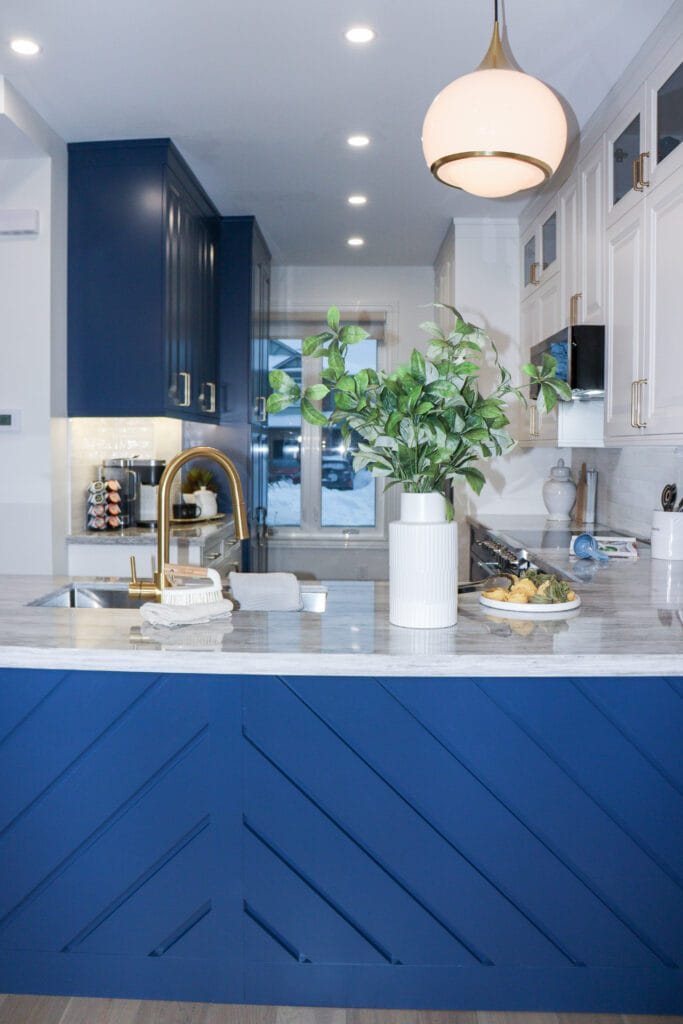 Blue and White Kitchen Renovation - Burlington Oakville Renovation Company