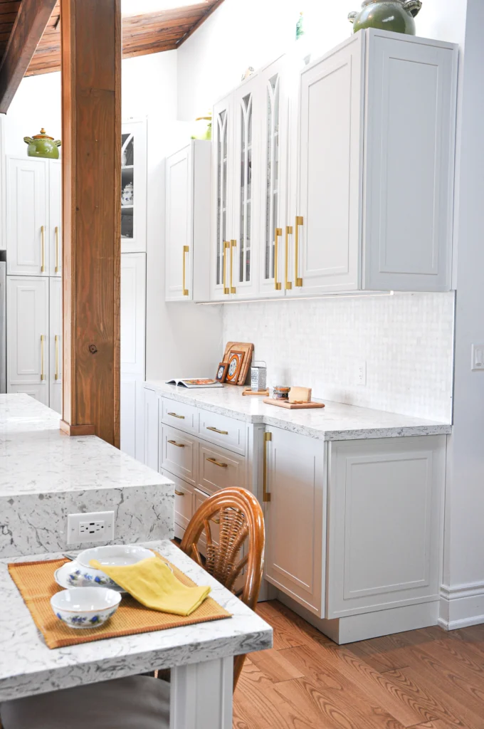 wood beams in kitchen, large kitchen renovation burlington