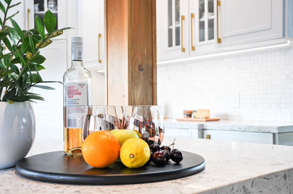 gold hardware and white kitchen cabinets, kitchen renovation burlington