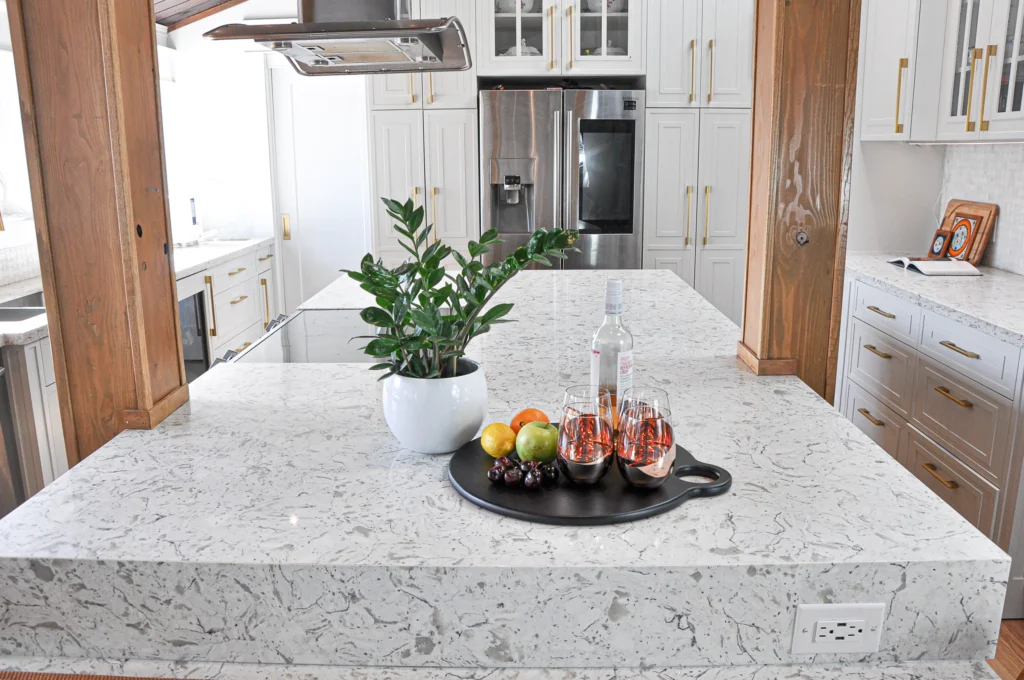 white and light grey kitchen renovation, burlington