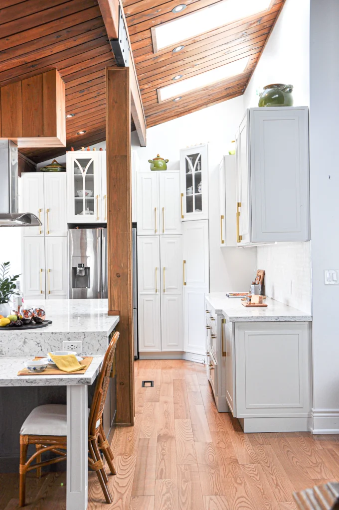wood beams in kitchen, large kitchen renovation burlington