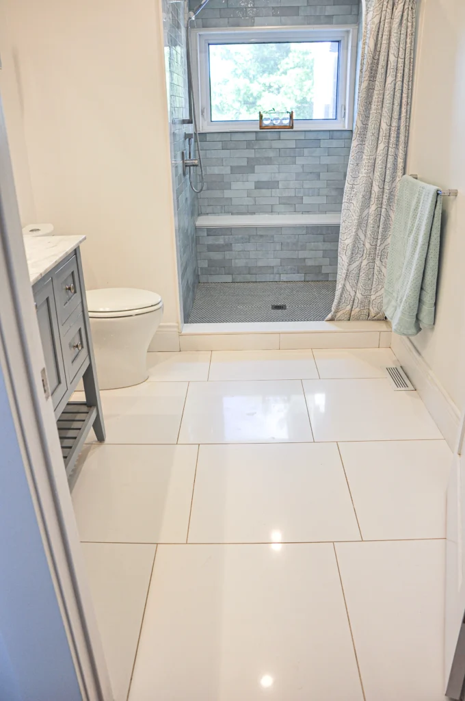 light grey bathroom vanity, bathroom renovation burlington