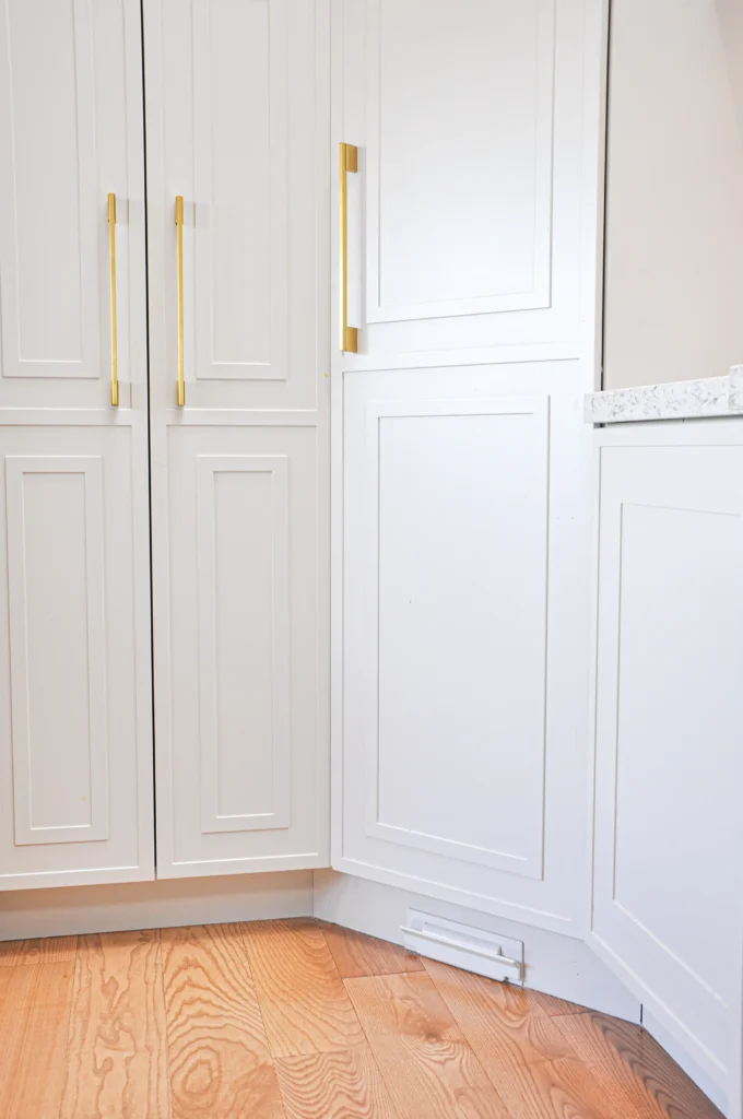 white and light grey kitchen renovation, burlington